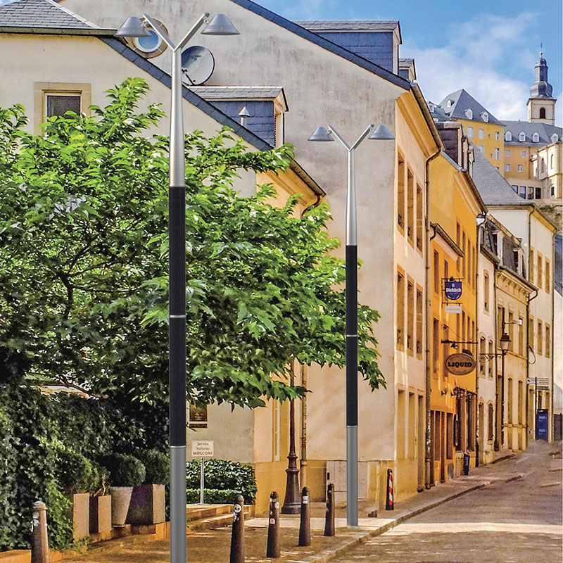 BOSA Flexible HJT Doppia testa della lampada Palo di luce solare in alluminio